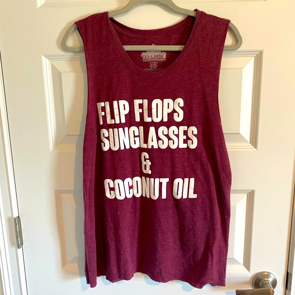 Maroon top with fun saying on it